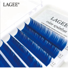 Цветные ресницы LAGEE отдельные длины, изгиб С, толщина 0.12, длина 9 мм, цвет синий