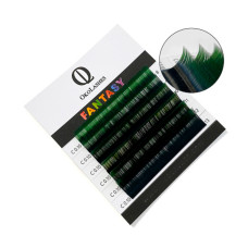 Ресницы OkoLashes Ombre mini Mix 7-12 mm Черно-зеленые, изгиб С, толщина 0.07